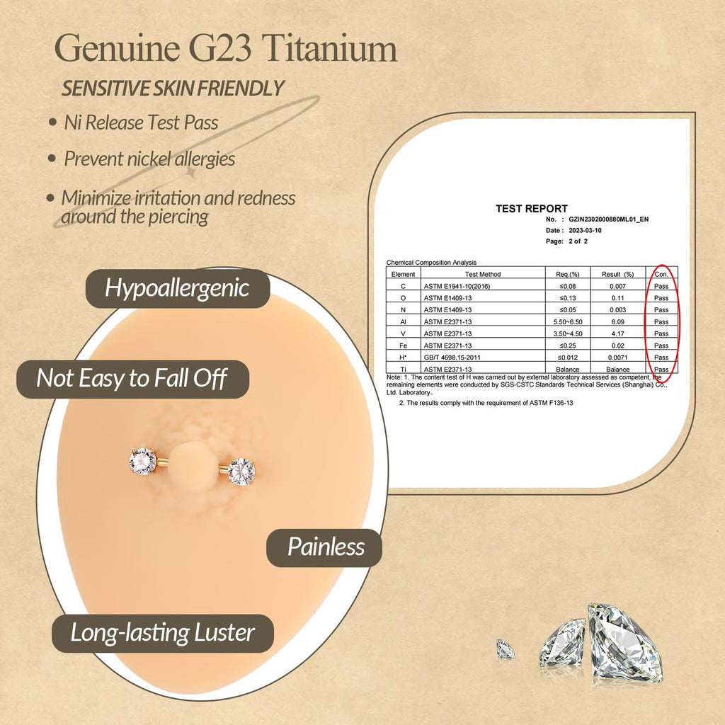 2pcs Nipple Piercing Jewelry Titanium Nipple Rings Nipple Barbells Internally Threaded Cube Zircon Nipple Bars Bridge Piercing Jewelry - QIAO CrystalQIAO CrystalQIAO Crystal