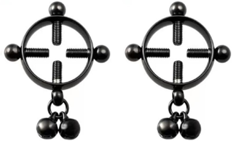 2Pcs No Piercing Nipple Jewelry Stainless Steel Bells Dangle Fake Nipple Rings - QIAO CrystalQIAO CrystalQIAO Crystal