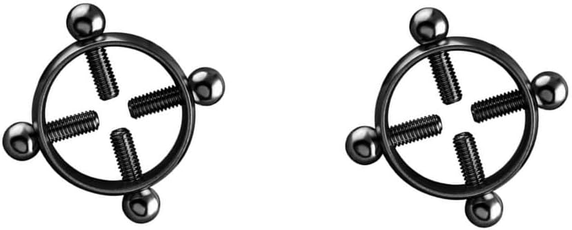 2Pcs No Piercing Nipple Jewelry Stainless Steel Bells Dangle Fake Nipple Rings - QIAO CrystalQIAO CrystalQIAO Crystal