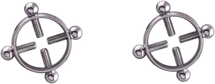 2Pcs No Piercing Nipple Jewelry Stainless Steel Bells Dangle Fake Nipple Rings - QIAO CrystalQIAO CrystalQIAO Crystal