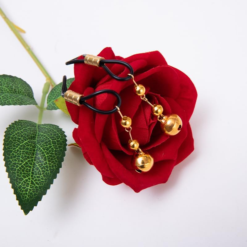 2Pcs No Piercing Nipple Jewelry Stainless Steel Bells Dangle Fake Nipple Rings - QIAO CrystalQIAO CrystalQIAO Crystal