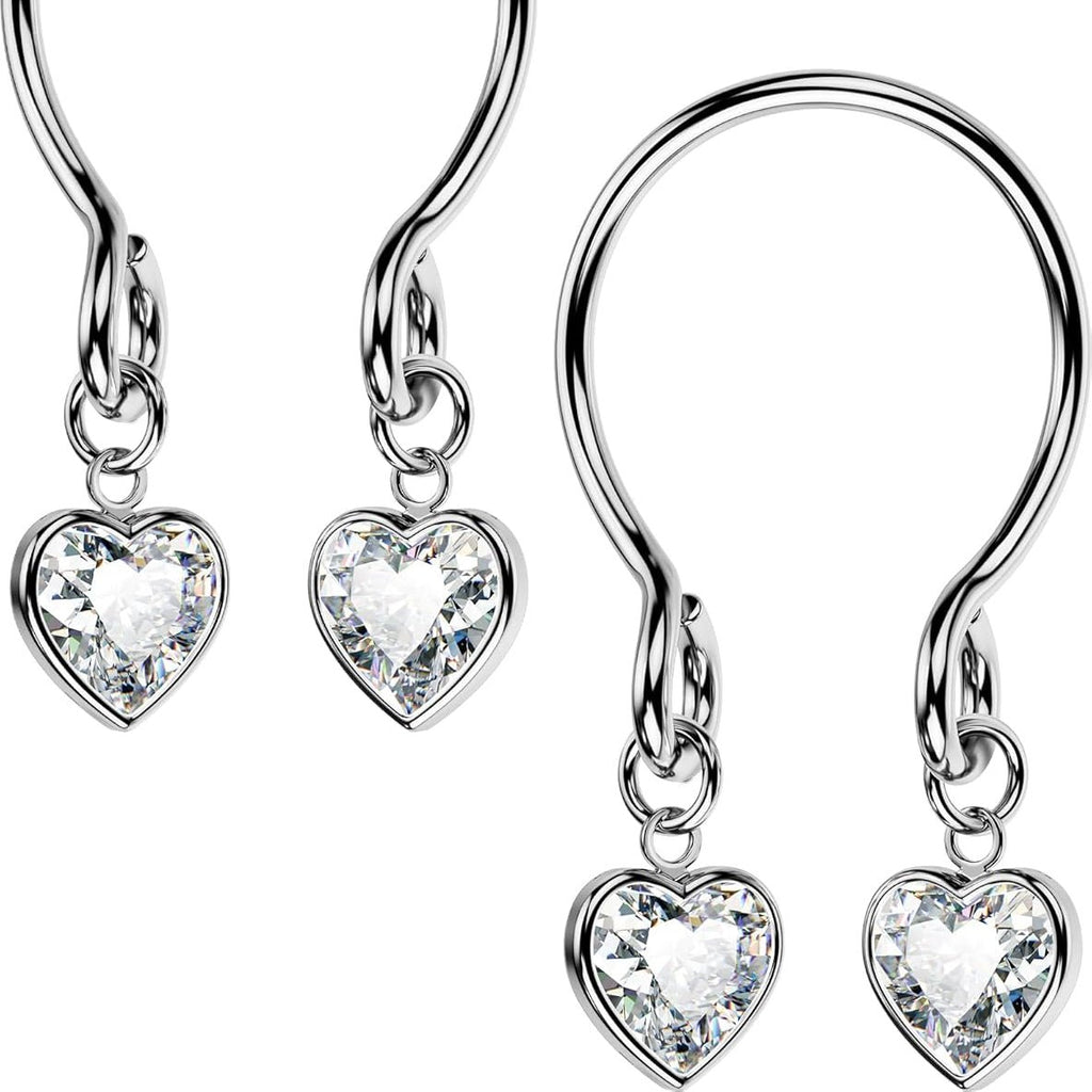 2PCS Non Piercing Nipple Rings with Dangling Charms, Adjustable Stainless Steel Fake Nipple Jewelry for Women Men, Comfortable & Stylish Faux Piercing - QIAO CrystalQIAO CrystalQIAO Crystal