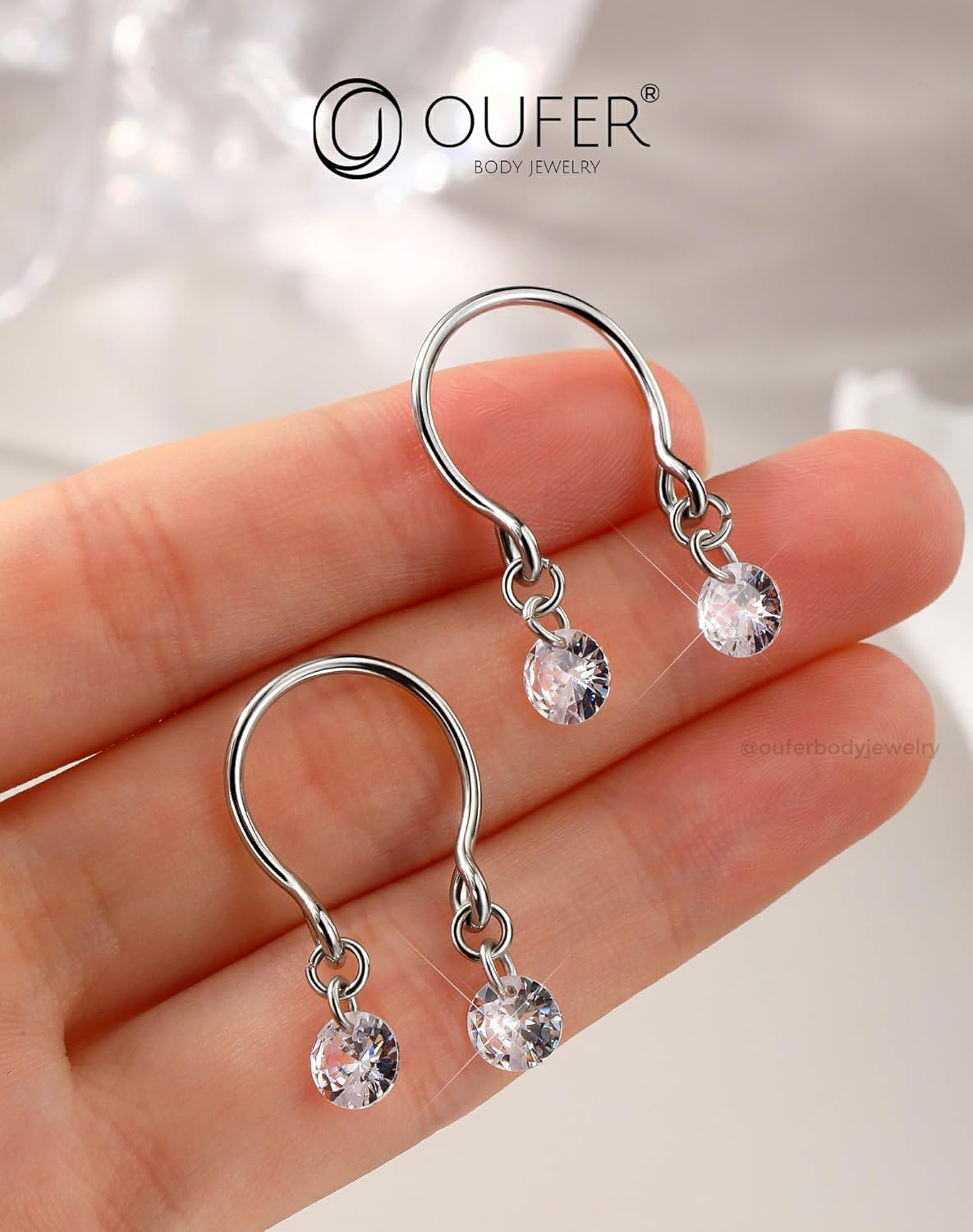 2PCS Non Piercing Nipple Rings with Dangling Charms, Adjustable Stainless Steel Fake Nipple Jewelry for Women Men, Comfortable & Stylish Faux Piercing - QIAO CrystalQIAO CrystalQIAO Crystal