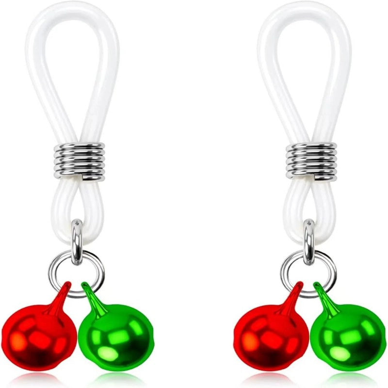 2Pcs Rhinestone Bowknot Fake Nipple Rings Non-Piercing Dangle Nipple Ring