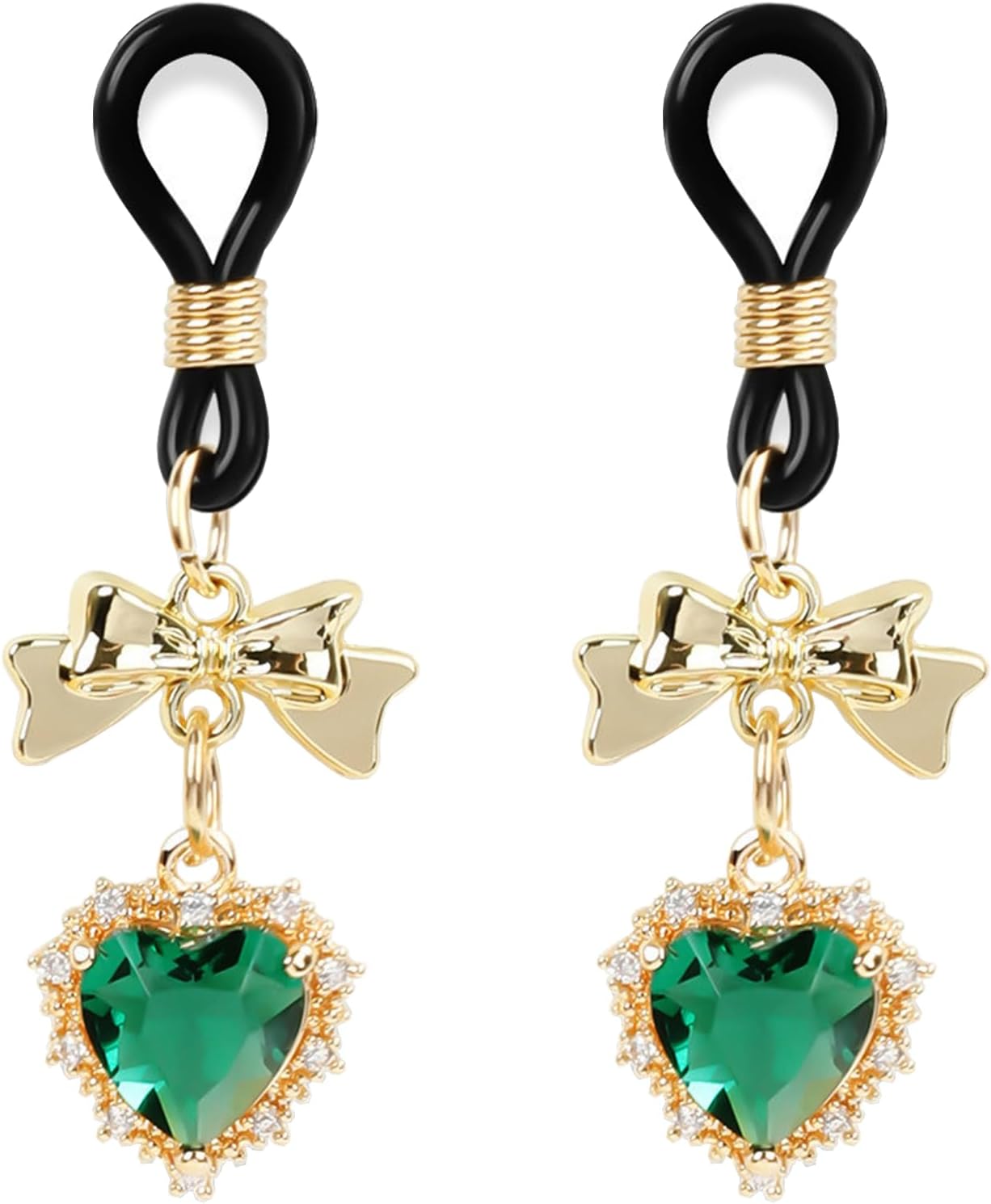 2Pcs Rhinestone Bowknot Fake Nipple Rings for Women, Non - Piercing Dangle Nipple Ring, Nipple Noose, Sexy Fake Nipple Piercing Jewelry - QIAO CrystalQIAO CrystalQIAO Crystal