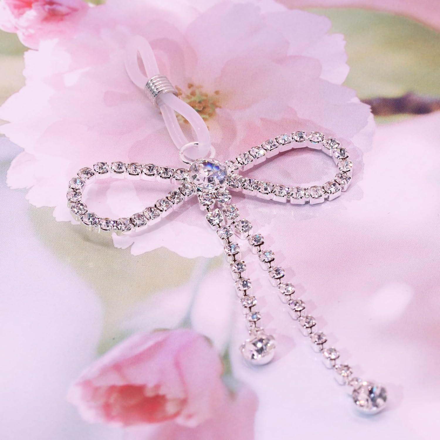 2Pcs Rhinestone Bowknot Fake Nipple Rings for Women, Non - Piercing Dangle Nipple Ring, Nipple Noose, Sexy Fake Nipple Piercing Jewelry - QIAO CrystalQIAO CrystalQIAO Crystal