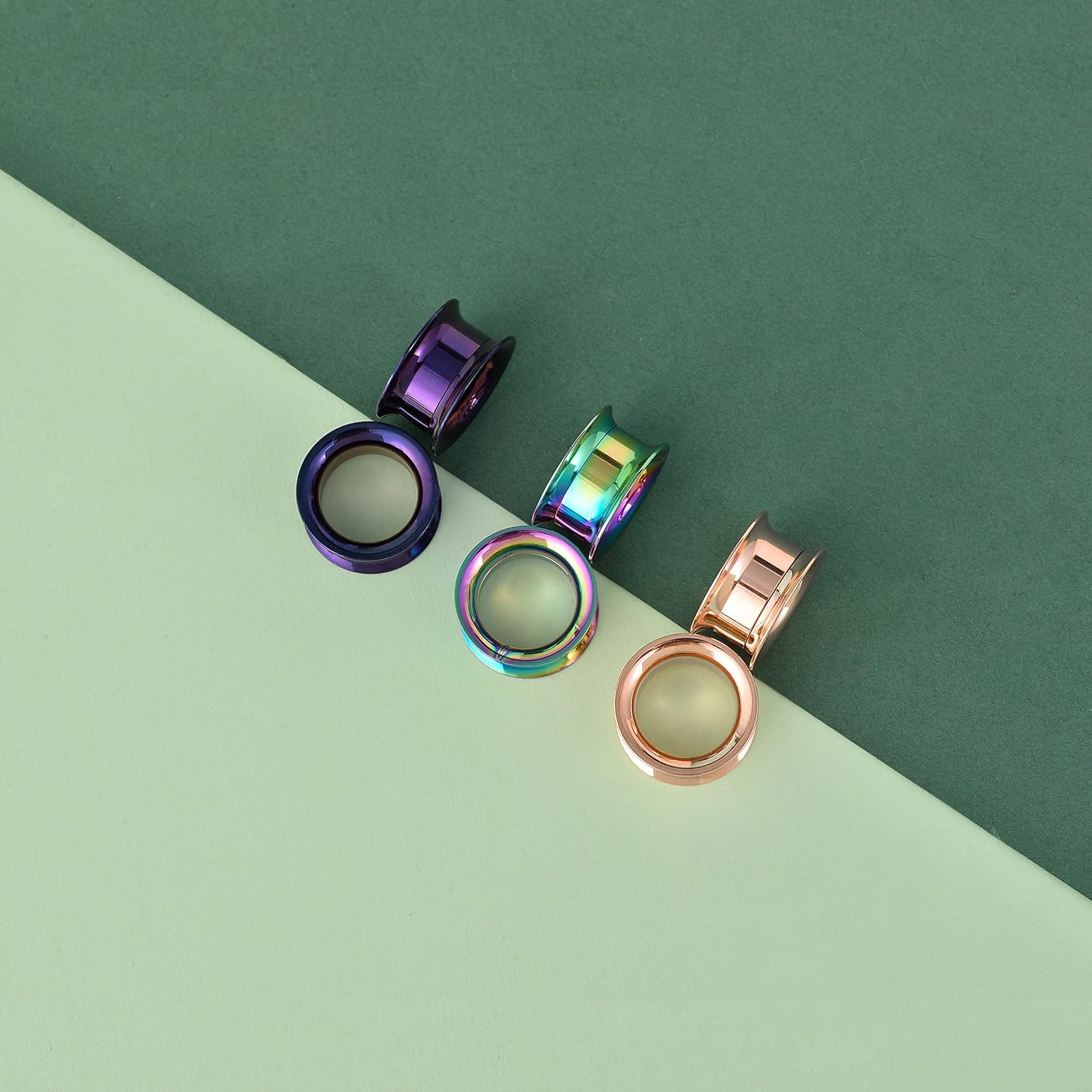 3 or 4 Pairs Stainless Steel Screw Fit Ear Tunnels Large Double Flared Shape - QIAO CrystalQIAO CrystalQIAO Crystal