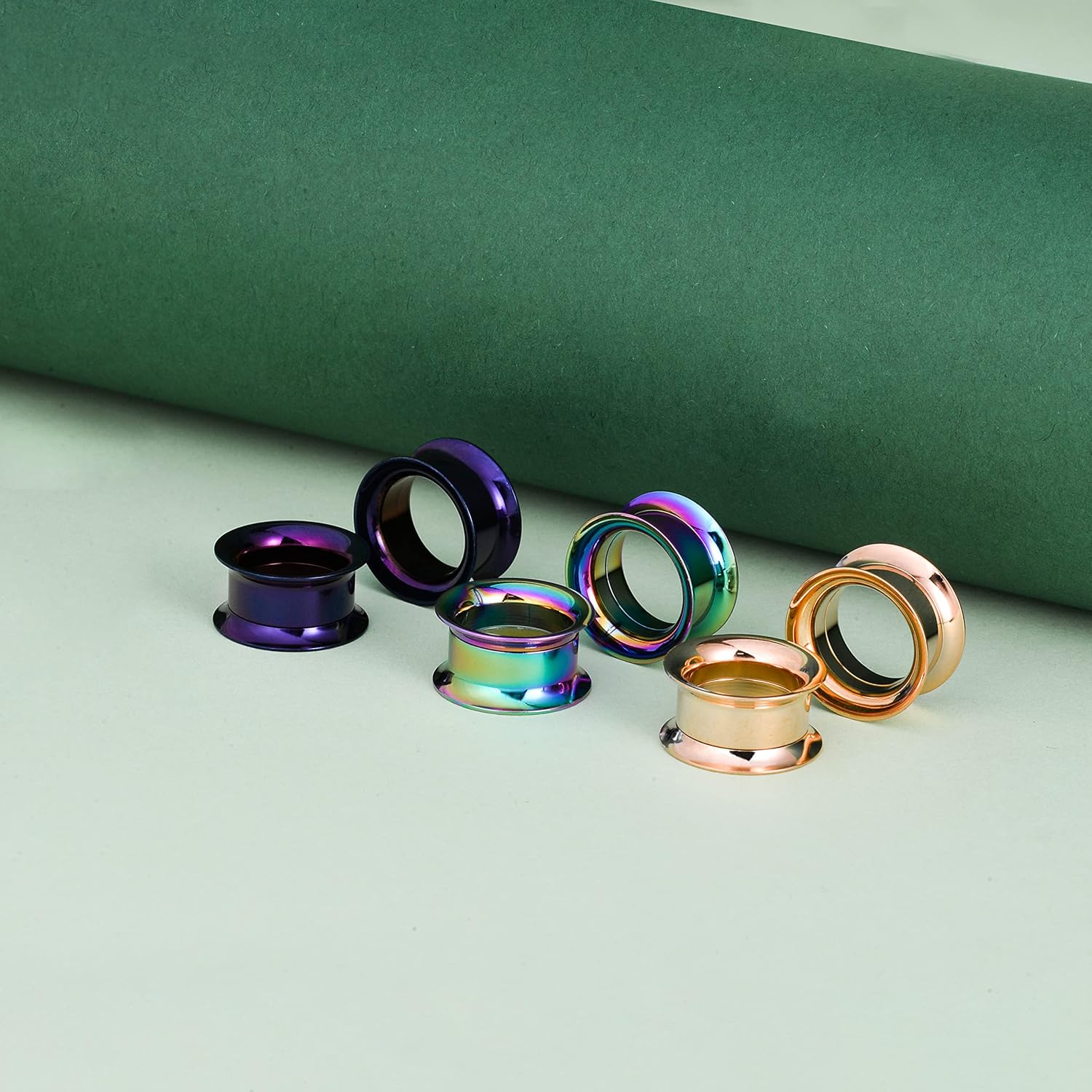 3 or 4 Pairs Stainless Steel Screw Fit Ear Tunnels Large Double Flared Shape - QIAO CrystalQIAO CrystalQIAO Crystal