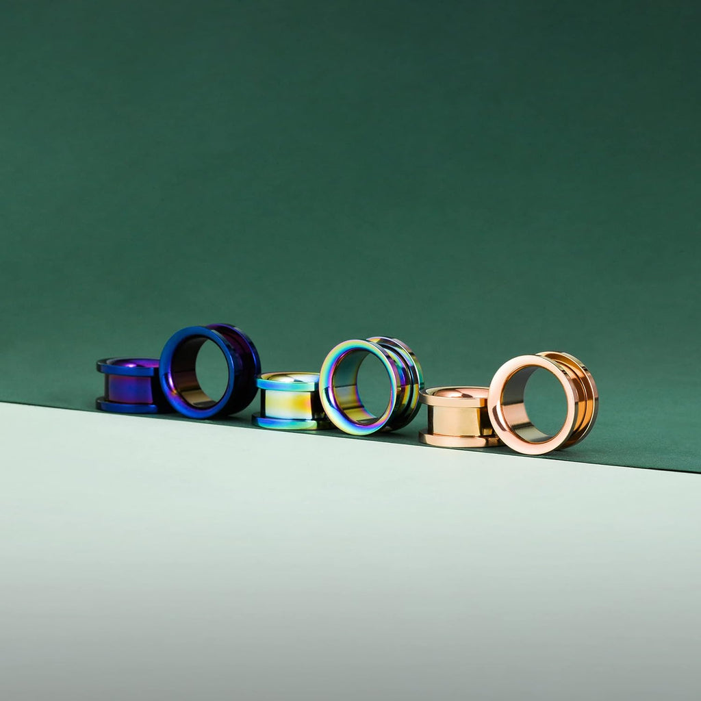 3 or 4 Pairs Stainless Steel Screw Fit Ear Tunnels Large Flared Shape Gauges - QIAO CrystalQIAO CrystalQIAO Crystal