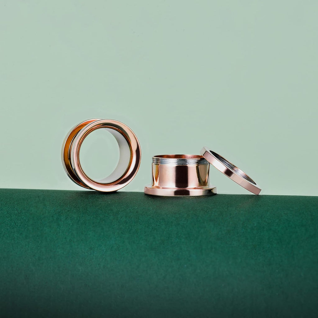 3 or 4 Pairs Stainless Steel Screw Fit Ear Tunnels Large Flared Shape Gauges - QIAO CrystalQIAO CrystalQIAO Crystal