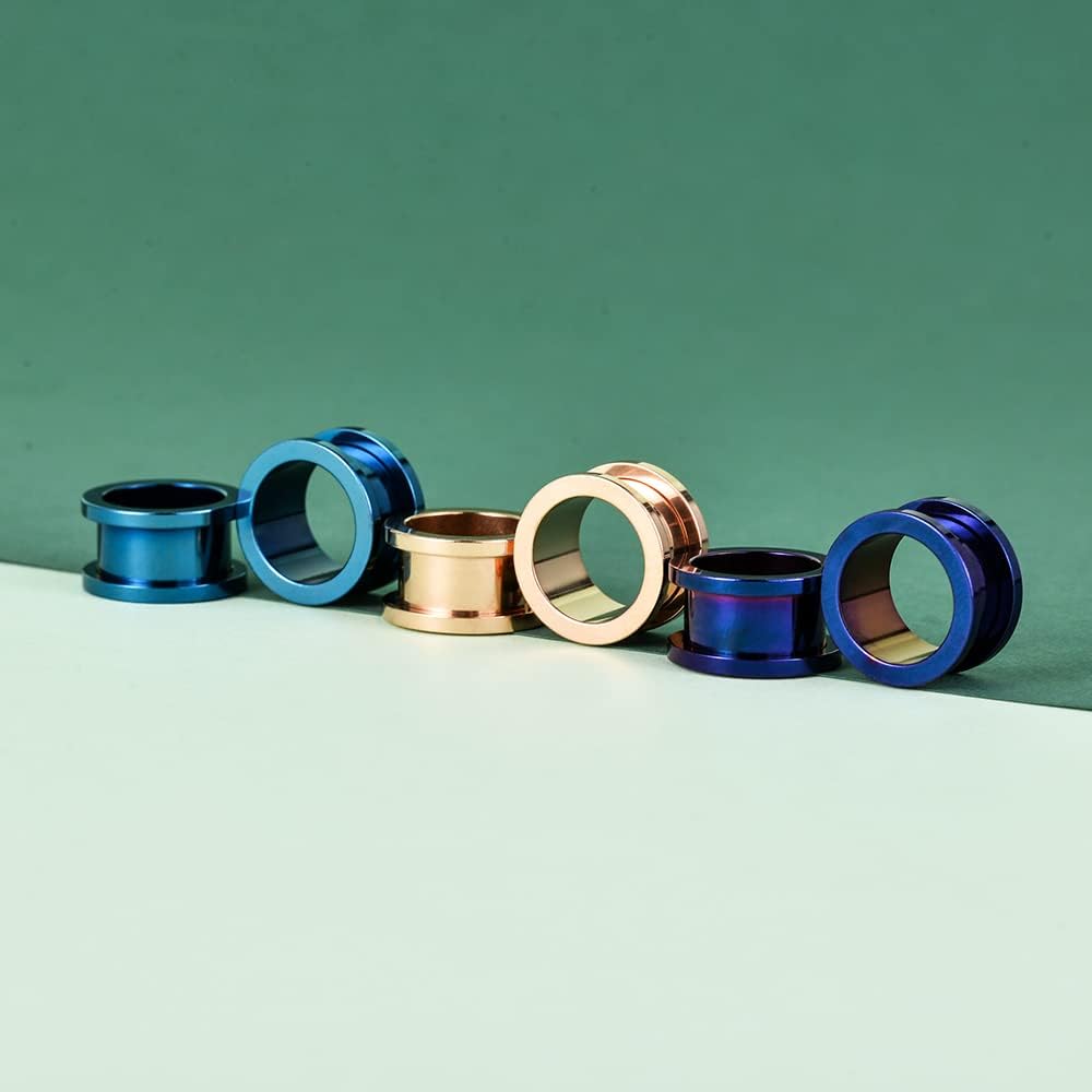 3 Pairs Stainless Steel Ear Gauges Color Ear Plugs Stretching Kit - QIAO CrystalQIAO CrystalQIAO Crystal