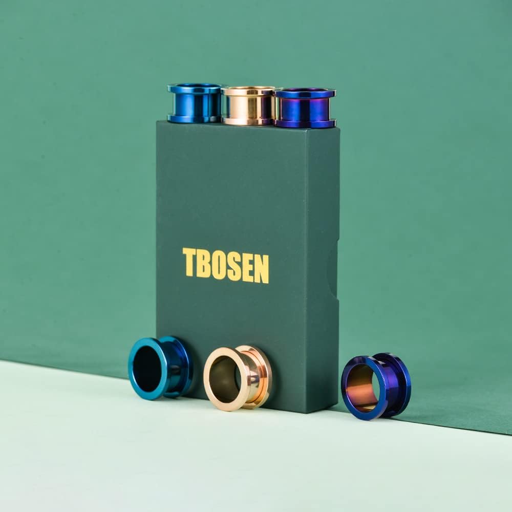 3 Pairs Stainless Steel Ear Gauges Color Ear Plugs Stretching Kit - QIAO CrystalQIAO CrystalQIAO Crystal