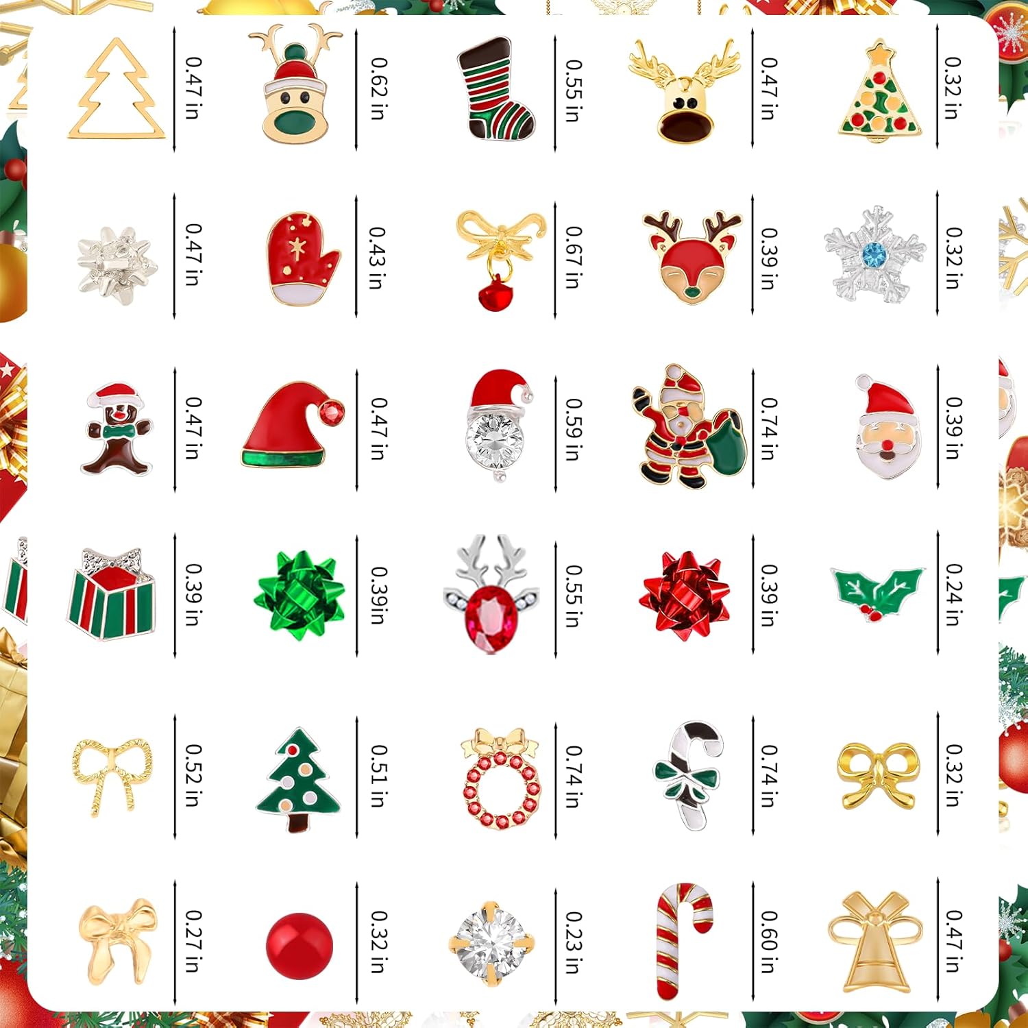 30 Pairs Christmas Earrings for Women, Xmas Gifts Holiday Cute Stud Earrings Hypoallergenic Christmas Tree Snowflake Bow Snowman Stocking Santa Claus Elk Stud Festive Party Jewelry Gifts - 我的商店我的商店我的商店