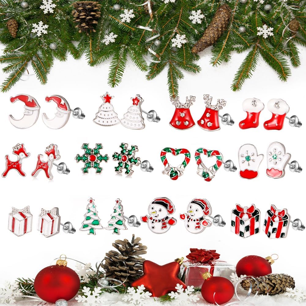 30 Pairs Hypoallergenic Earrings for Girls Sensitive Ears with Stainless Steel Post - Assorted Cute Stud Earrings for Teens Girls Women - QIAO Crystal我的商店QIAO Crystal