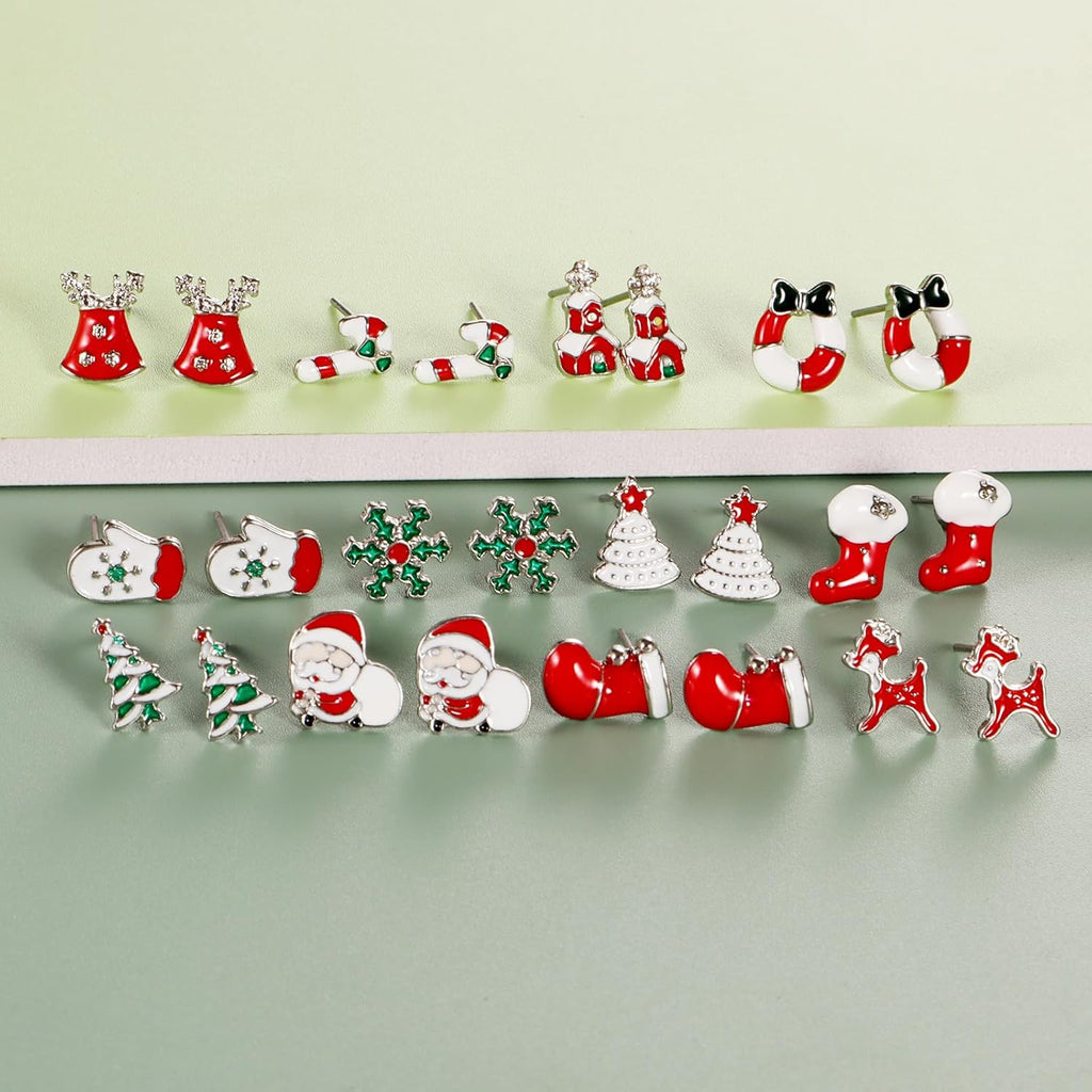 30 Pairs Hypoallergenic Earrings for Girls Sensitive Ears with Stainless Steel Post - Assorted Cute Stud Earrings for Teens Girls Women - QIAO Crystal我的商店QIAO Crystal