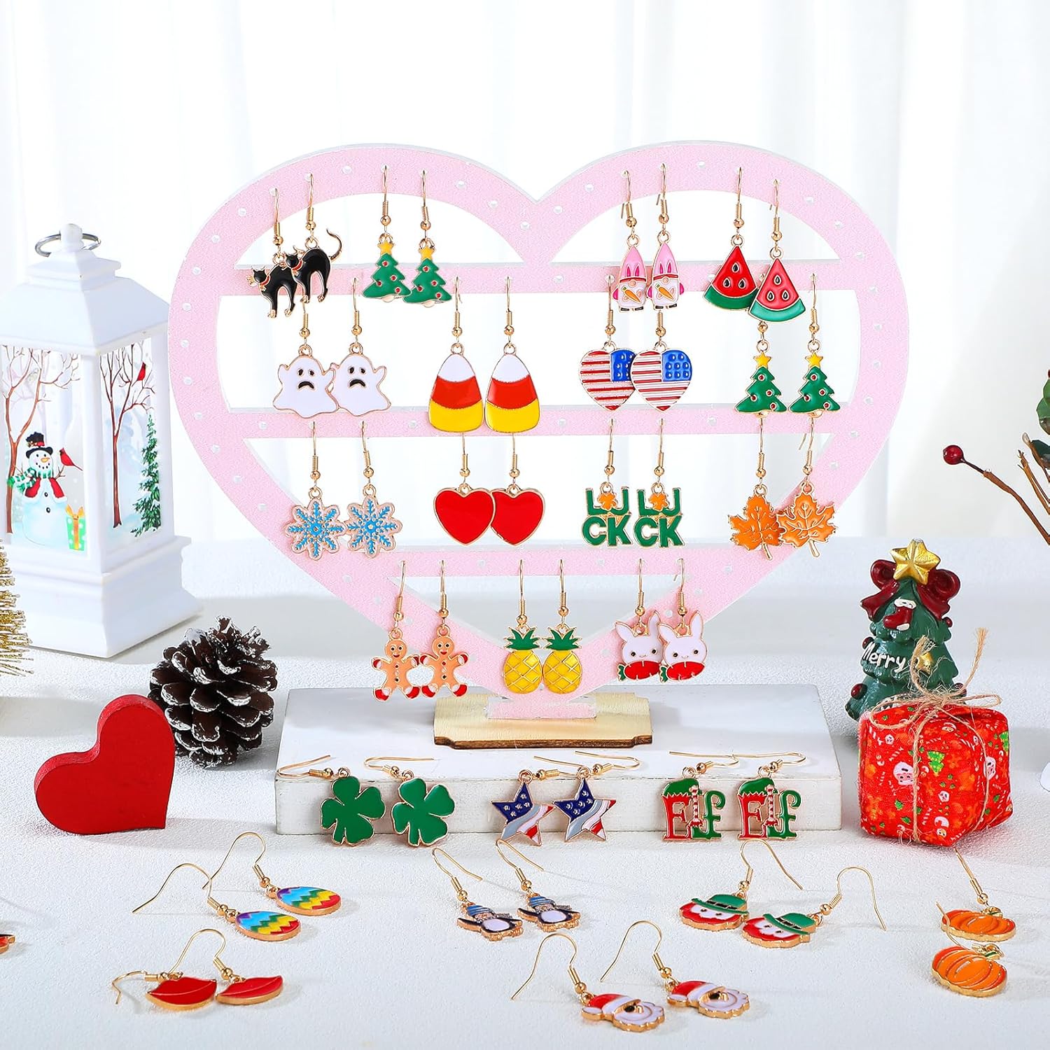 36 Pairs Holiday Earrings Variety Pack Halloween Christmas Fall Thanksgiving Gifts for Women Teacher Party Favors - QIAO Crystal我的商店QIAO Crystal