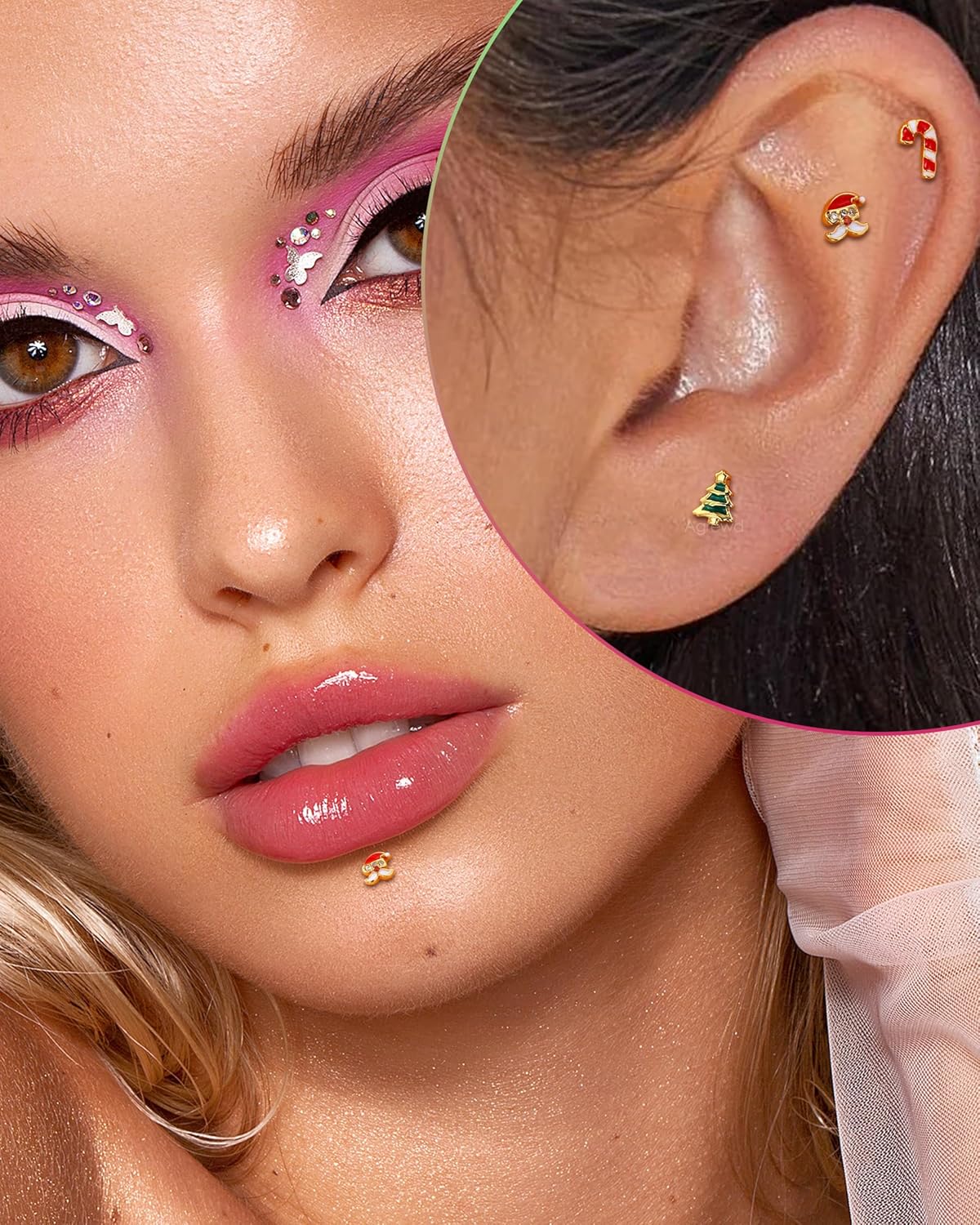 3PCS Cartilage Earrings Stud 16G Helix Tragus Earrings for Women Internally Thread Tragus Medusa Piercing Jewelry Stainless Steel - QIAO CrystalQIAO CrystalQIAO Crystal