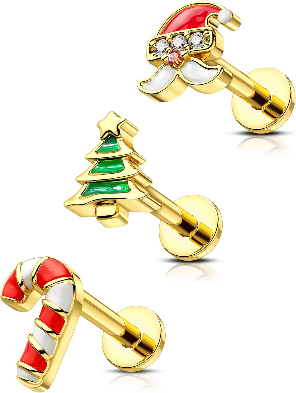 3PCS Cartilage Earrings Stud 16G Helix Tragus Earrings for Women Internally Thread Tragus Medusa Piercing Jewelry Stainless Steel - QIAO CrystalQIAO CrystalQIAO Crystal