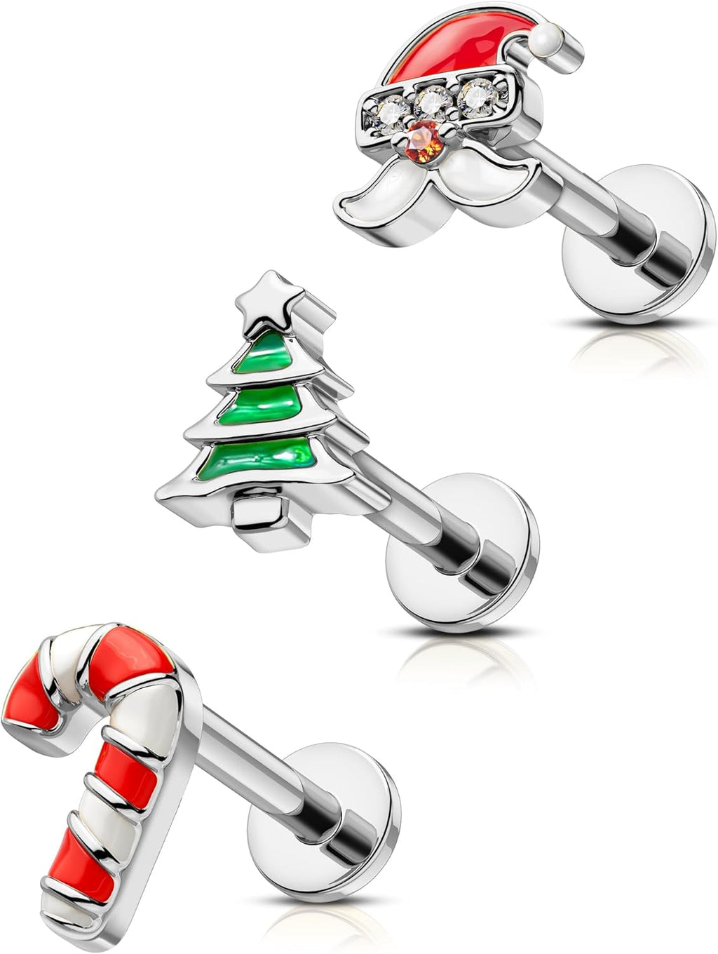 3PCS Cartilage Earrings Stud 16G Helix Tragus Earrings for Women Internally Thread Tragus Medusa Piercing Jewelry Stainless Steel - QIAO CrystalQIAO CrystalQIAO Crystal