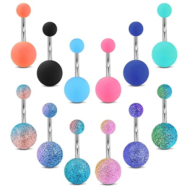 4 Combinations 316L Stainless Steel Nails Double Diamond Pearl Acrylic Glitter Sheet Rubber Frosted Body Jewelry - QIAO CrystalQIAO CrystalQIAO Crystal