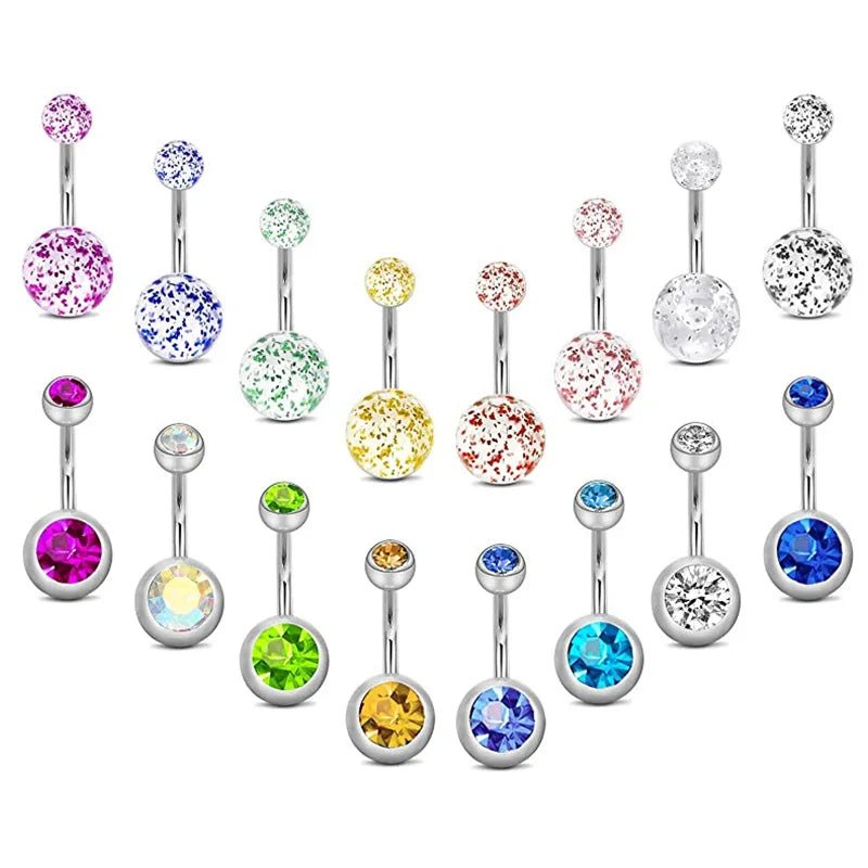 4 Combinations 316L Stainless Steel Nails Double Diamond Pearl Acrylic Glitter Sheet Rubber Frosted Body Jewelry - QIAO CrystalQIAO CrystalQIAO Crystal