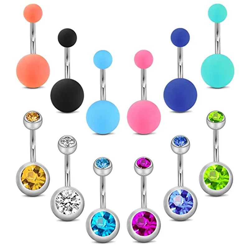 4 Combinations 316L Stainless Steel Nails Double Diamond Pearl Acrylic Glitter Sheet Rubber Frosted Body Jewelry - QIAO CrystalQIAO CrystalQIAO Crystal