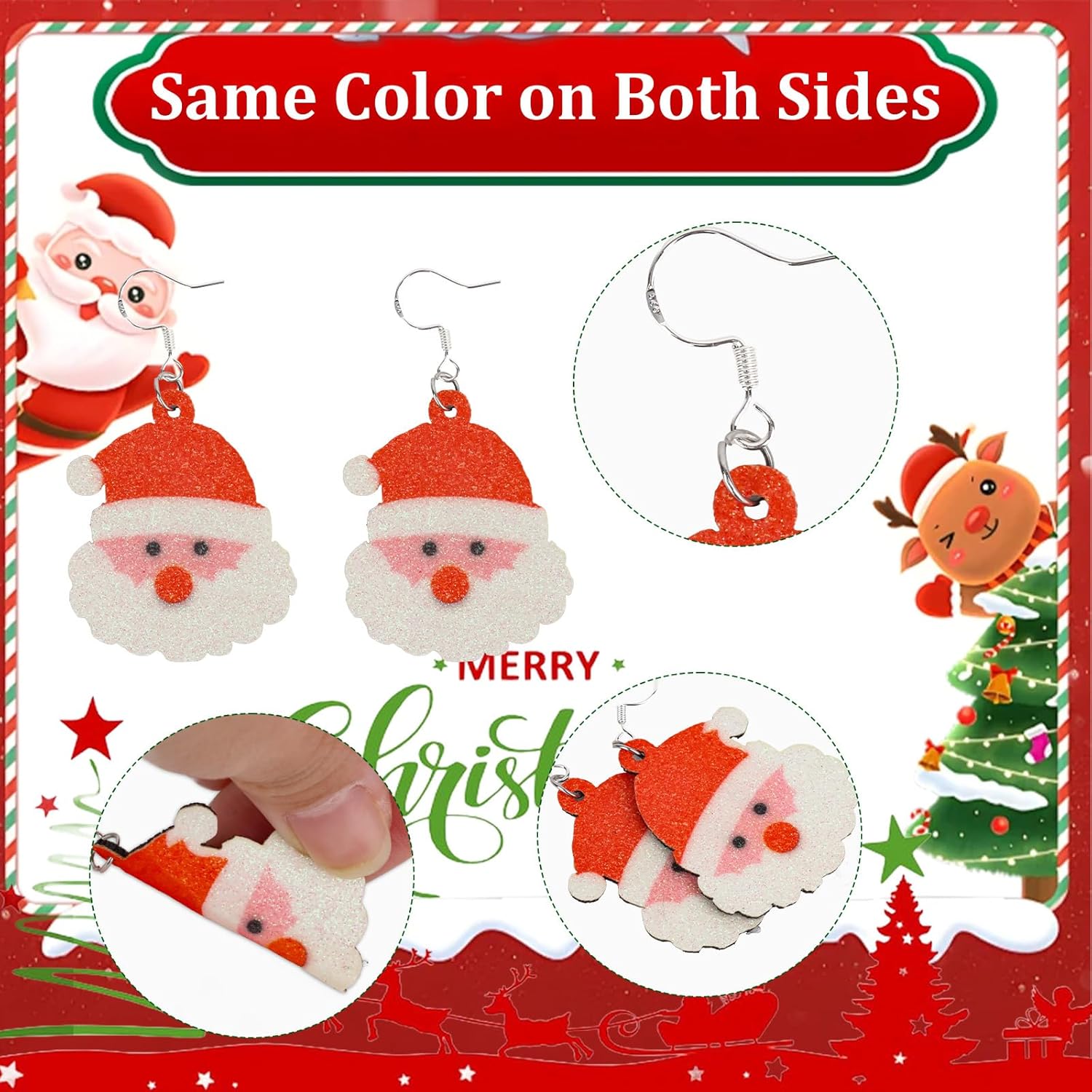 4 Pairs Christmas Earrings for Women, Cute Christmas Dangle Earrings Party Jewelry Gifts - QIAO Crystal我的商店QIAO Crystal