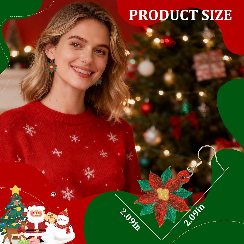 4 Pairs Christmas Earrings for Women, Cute Christmas Dangle Earrings Party Jewelry Gifts - QIAO Crystal我的商店QIAO Crystal
