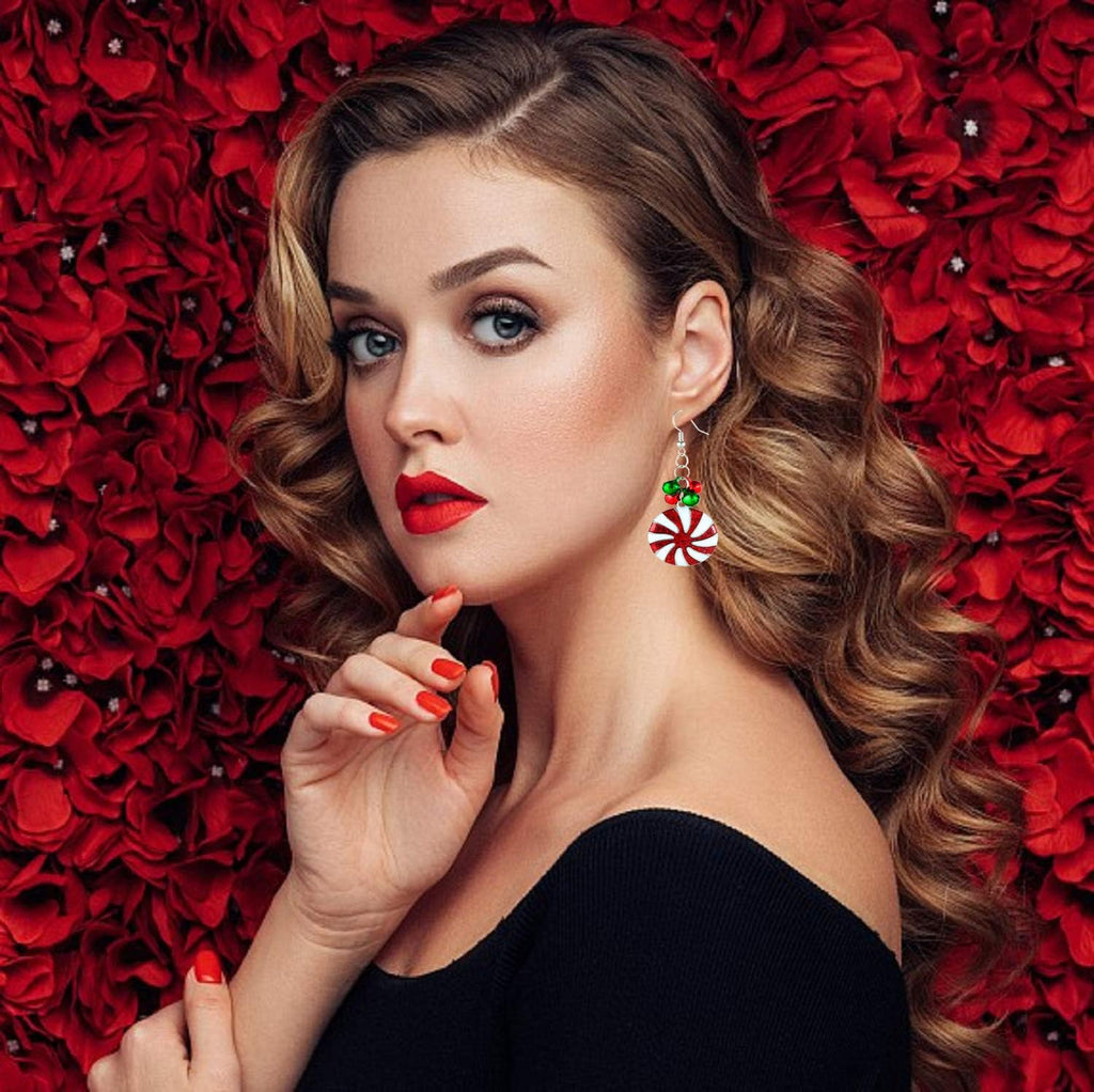 4 Pairs Dangle Earrings for Women - Christmas Tree Jingle Bell Snowflake Garland Earrings Gifts Set for Holiday Party Decorations - 我的商店我的商店我的商店