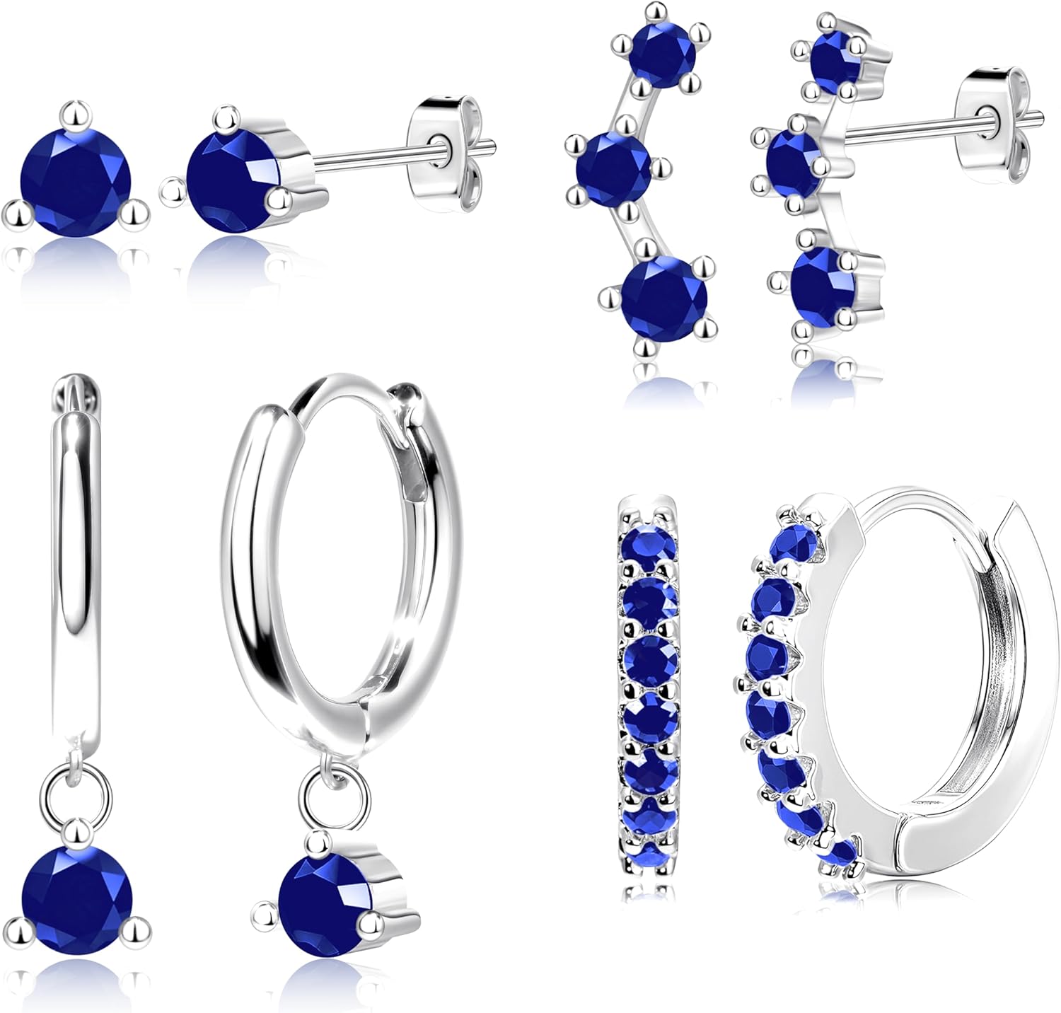 4 Pairs Stud Hoop Earrings Set for Women, Trendy Dangle Jacke Stacks for Multiple Piercing, Hypoallergenic Cartilage Jewelry Gifts - 我的商店我的商店我的商店