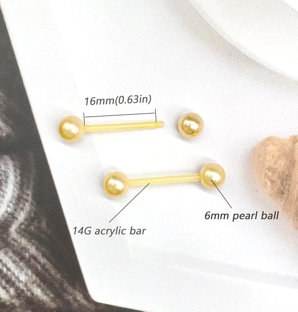 48Pcs 14G Glow in Dark Flexible Acrylic Straight Tongue Barbell Nipple Ring Retainer Piercing Jewelry for Women Men 16mm Bar - QIAO CrystalQIAO CrystalQIAO Crystal