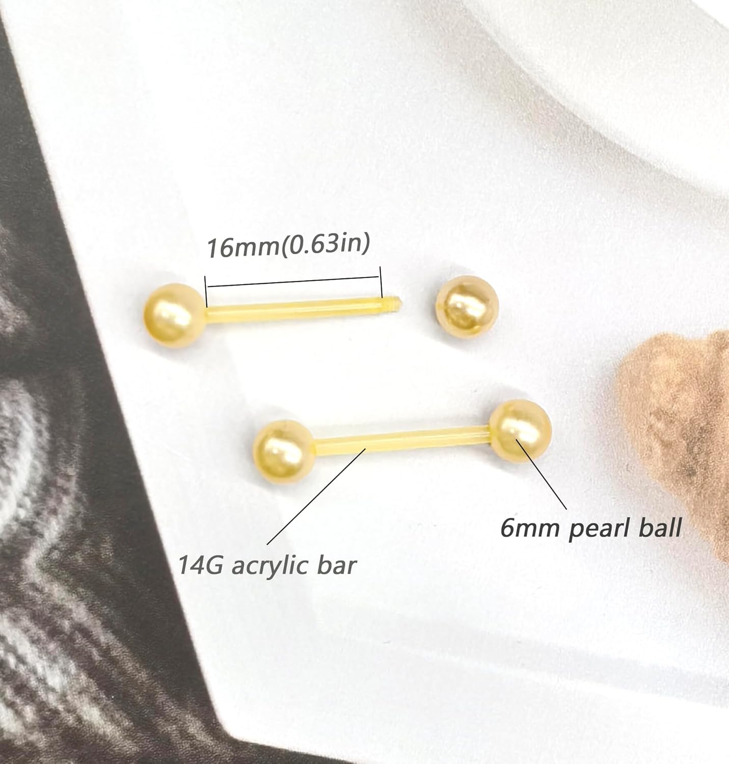 48Pcs 14G Glow in Dark Flexible Acrylic Straight Tongue Barbell Nipple Ring Retainer Piercing Jewelry for Women Men 16mm Bar - QIAO CrystalQIAO CrystalQIAO Crystal