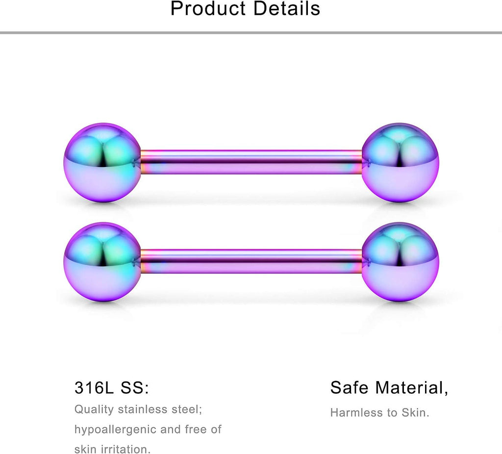 48Pcs 14G Glow in Dark Flexible Bioflex Acrylic and Surgical Steel Straight Tongue Barbell Nipple Ring Nipplerings Retainer Piercing Jewelry for Women Men 14mm Bar - QIAO CrystalQIAO CrystalQIAO Crystal