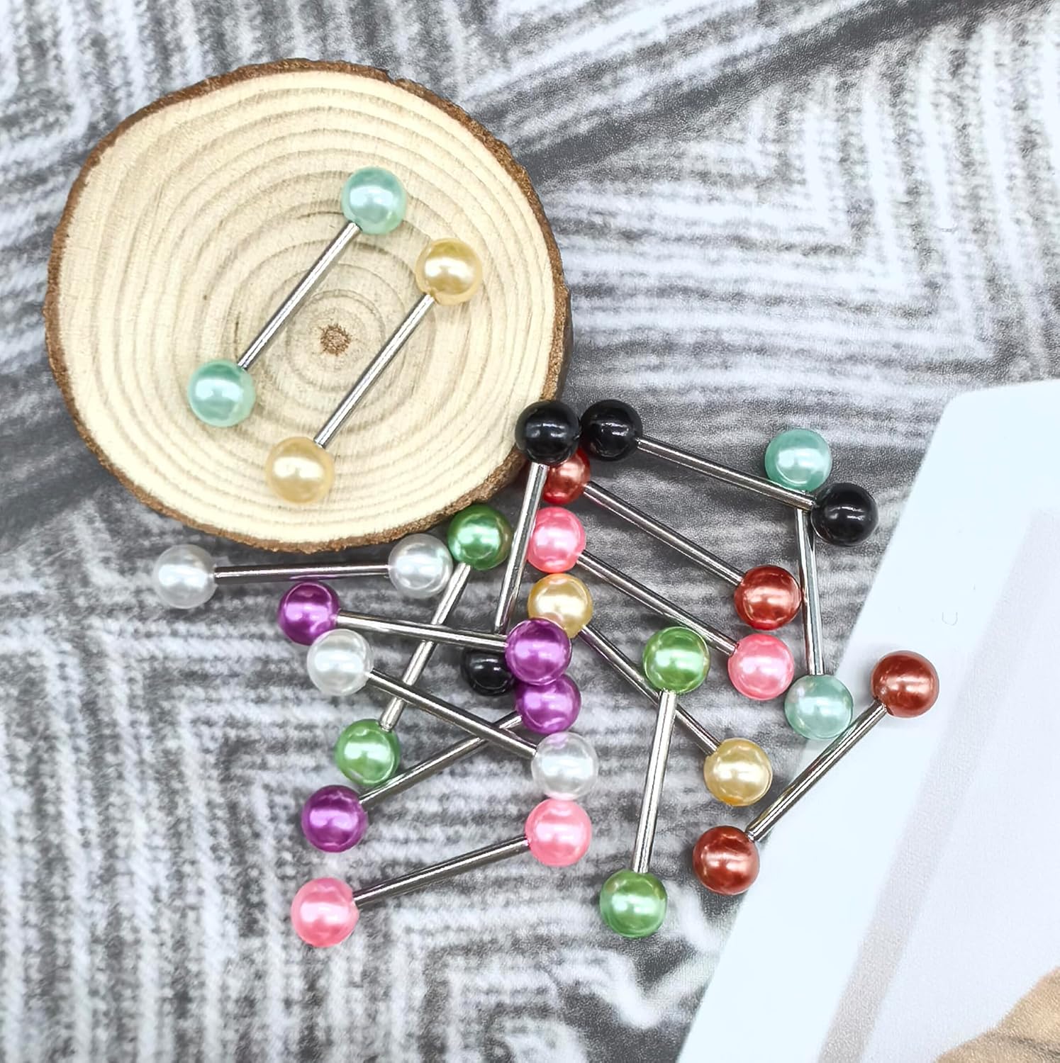 48Pcs 14G Stainless Steel Nipple Rings Tongue Rings Straight Barbell Bars Piercing Glow in Dark Flexible Retainer Piercing Jewelry for Women Men 16mm Bar - QIAO CrystalQIAO CrystalQIAO Crystal