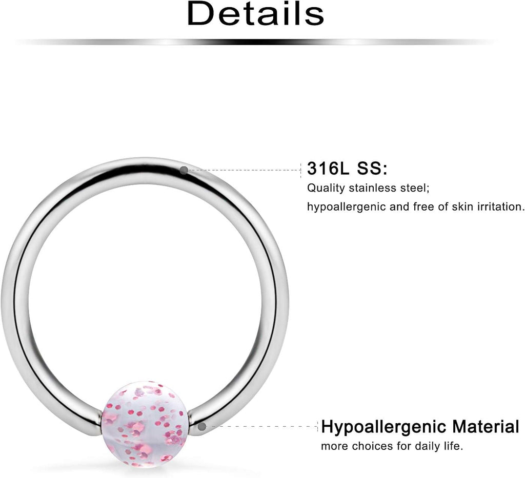 48PCS 16G - 14G Surgical Steel Nipple Rings Hoop Captive Bead Ring Nipplerings Piercing Jewelry for Women Men 14MM - 16MM - QIAO CrystalQIAO CrystalQIAO Crystal