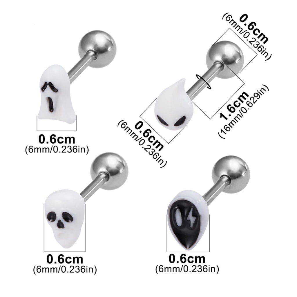 4pc 14G Tongue Rings Acrylic Trendy Stainless Steel Tongue Barbell Body Piercing Jewelry - QIAO Crystal我的商店QIAO Crystal