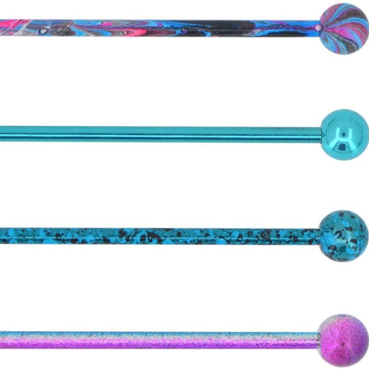 4PCS 14G Surgical Steel Paint Swirl Splatter Industrial Barbell Cartilage Earrings - QIAO CrystalQIAO CrystalQIAO Crystal