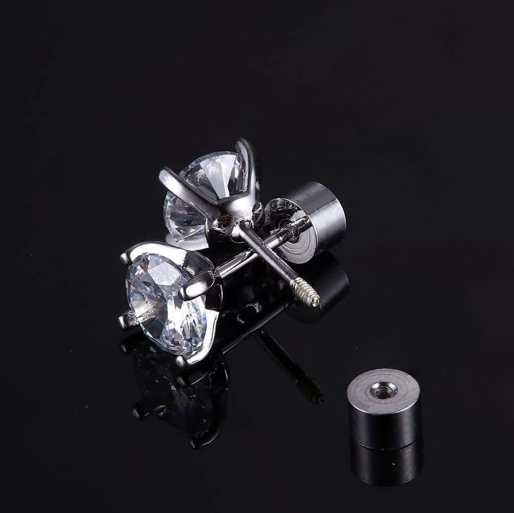 5 Pairs 925 Sterling Silver Stud Earrings for Women 20G Flat Back Earrings Helix Cartilage Earrings Cubic Zirconia Opal Earrings Comfort Back Sleep Post Earrings Hypoallergenic - QIAO Crystal我的商店QIAO Crystal