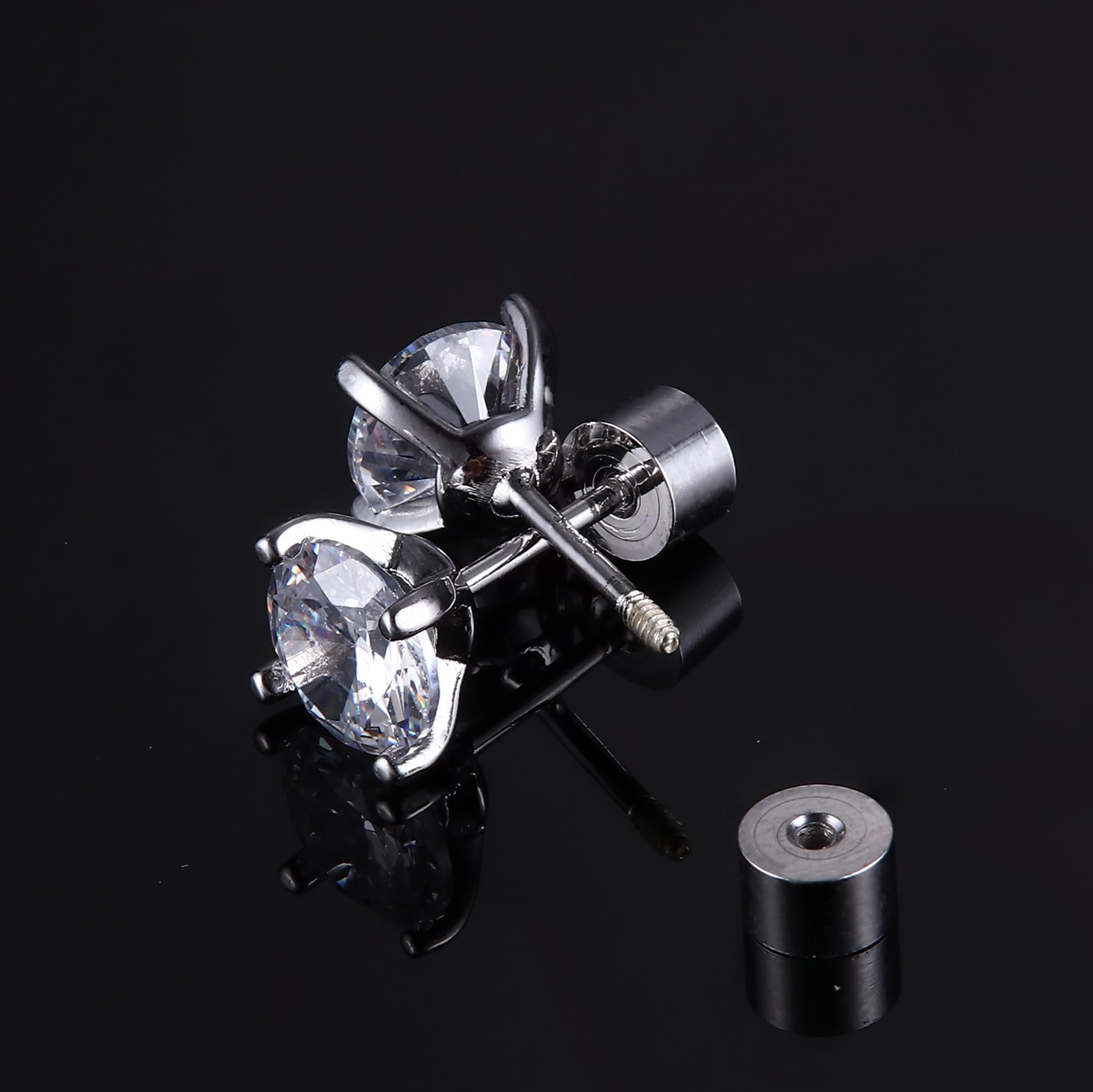 5 Pairs 925 Sterling Silver Stud Earrings for Women 20G Flat Back Earrings Helix Cartilage Earrings Cubic Zirconia Opal Earrings Comfort Back Sleep Post Earrings Hypoallergenic - QIAO Crystal我的商店QIAO Crystal