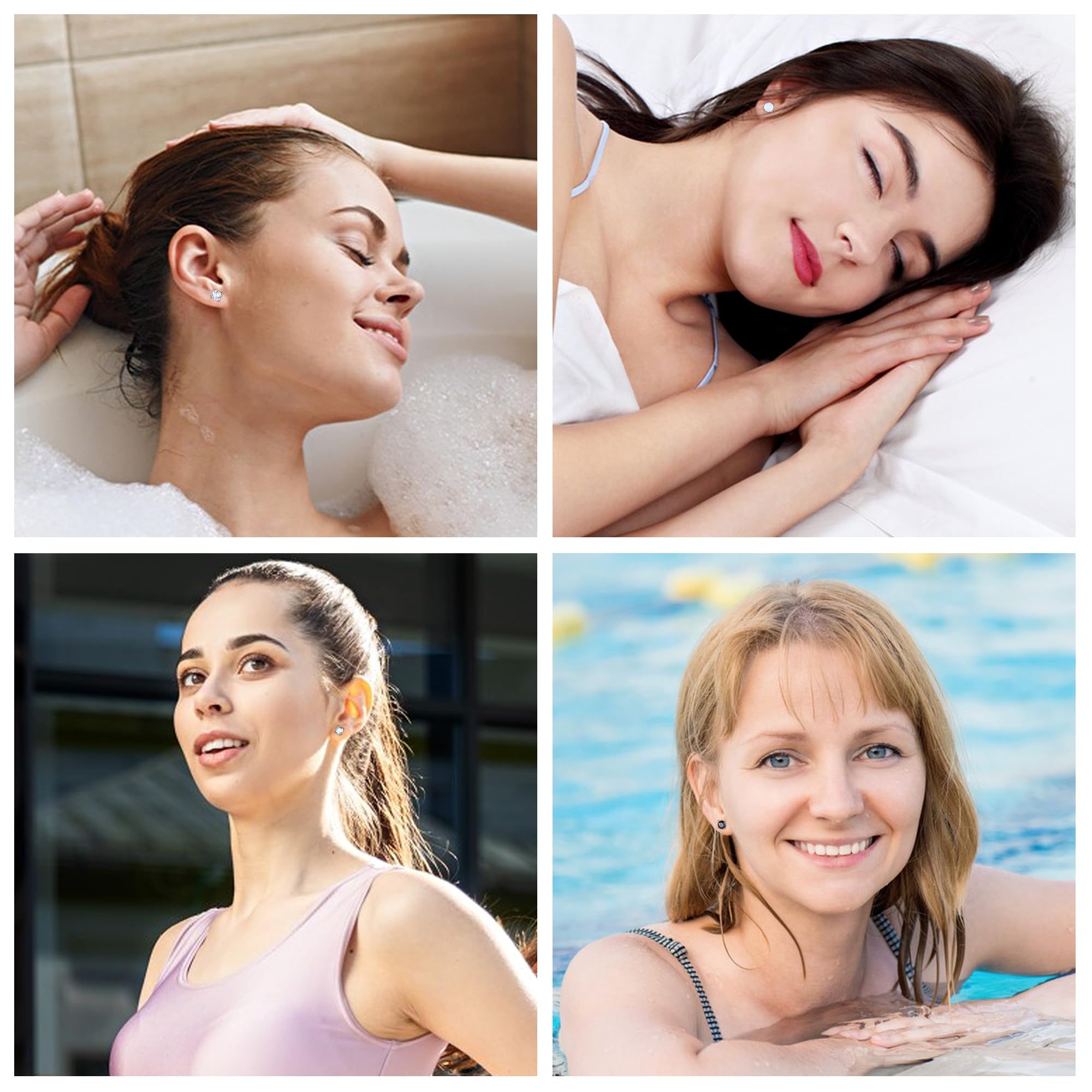 5 Pairs 925 Sterling Silver Stud Earrings for Women 20G Flat Back Earrings Helix Cartilage Earrings Cubic Zirconia Opal Earrings Comfort Back Sleep Post Earrings Hypoallergenic - QIAO Crystal我的商店QIAO Crystal