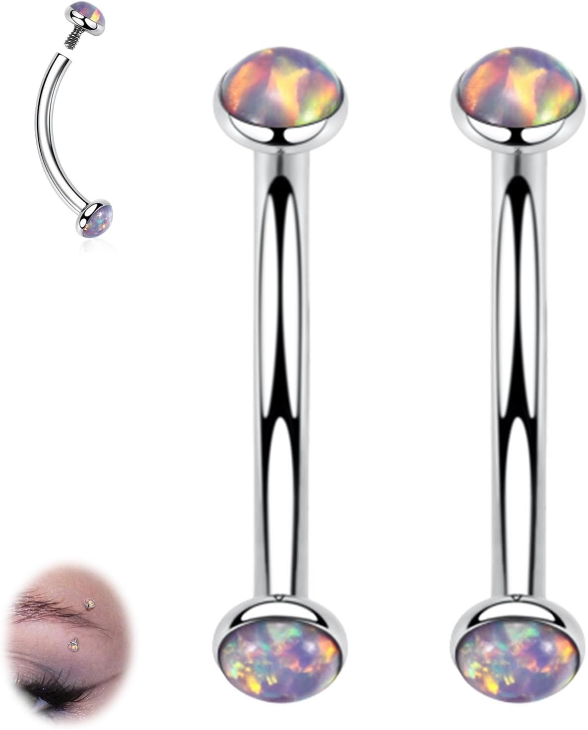 G23 Titanium Eyebrow Piercing Jewelry Eyebrow Rings Curved Barbell 16G Eyebrow Belly Button Ring Navel Rings Rook Daith Earrings Lip Ring Eyebrow Jewelry 6mm-12mm