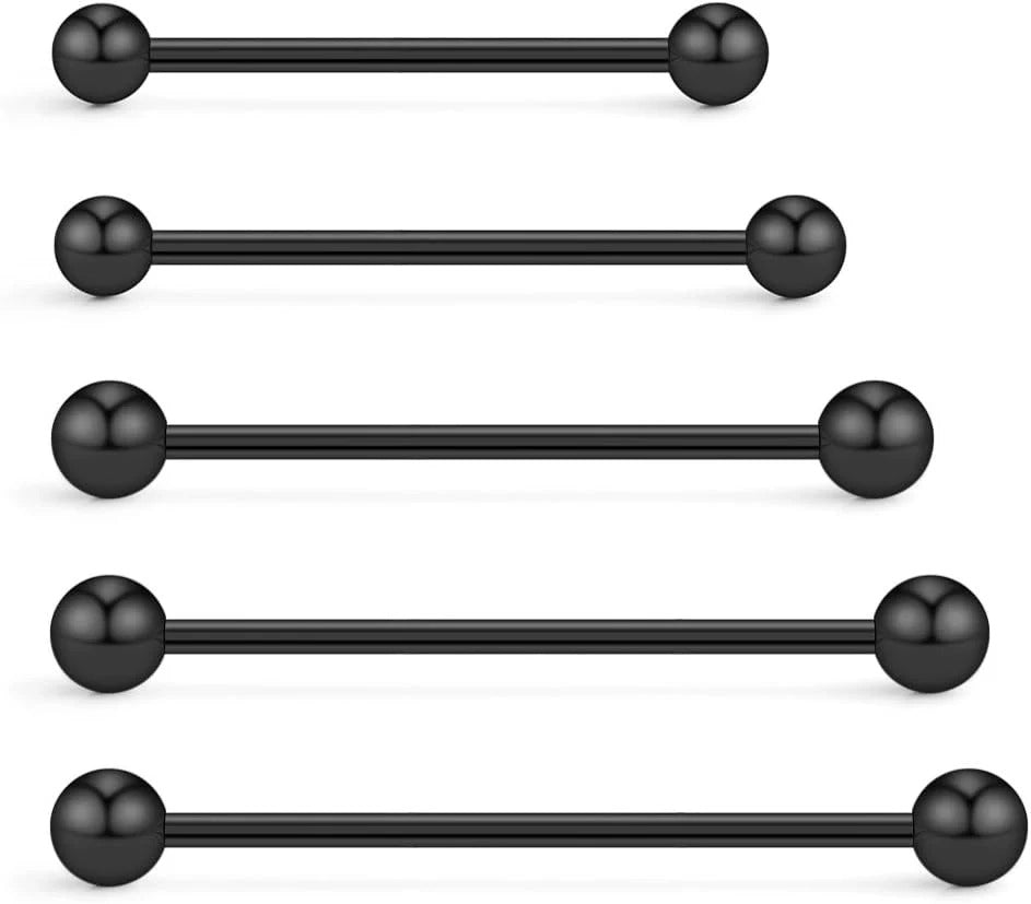 5PCS 14 Gauge Mix Sizes Industrial Barbell Cartilage Earring Body Piercing Jewelry