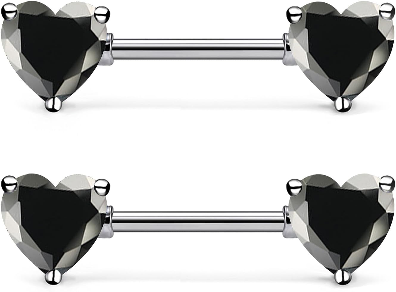 14G ASTM F136 Titanium Nipple Piercing Jewelry Heart CZ Nipple Barbell Jewelry Internally Threaded G23 Solid Titanium Nipple Piercing Barbell Ring Jewelry for Women Men 14 Gauge