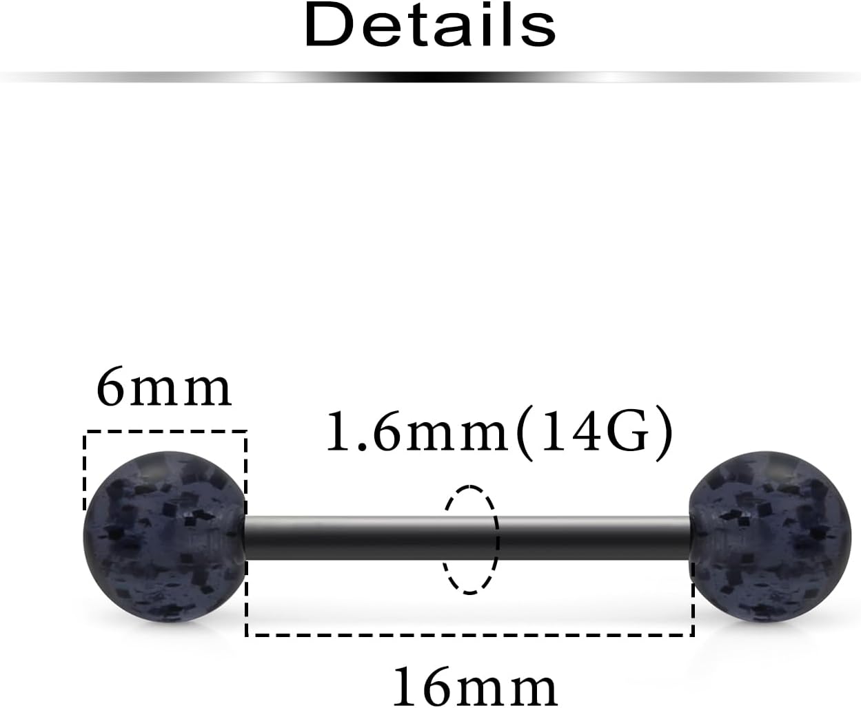 Ftovosyo 14G 16mm Glow in Dark Flexible Acrylic Straight Tongue Nipple Ring Retainer Body Piercing Jewelry for Women Men 6-36PCS