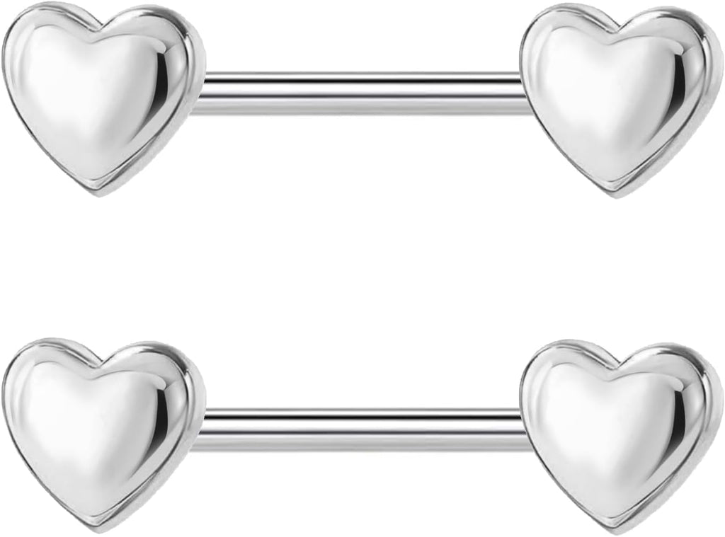 14G Minimalist Heart Nipple Rings 316L Stainless Steel Nipplerings Heart Tongue Rings Barbells Piercing Body Jewelry for Women