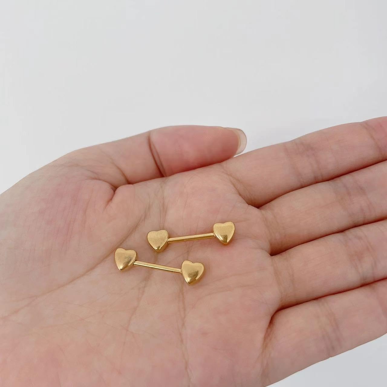 14G Minimalist Heart Nipple Rings Stainless Steel Love Hearts Nipplerings Straight Tongue Rings Barbell Bar Piercing Body Jewelry for Women