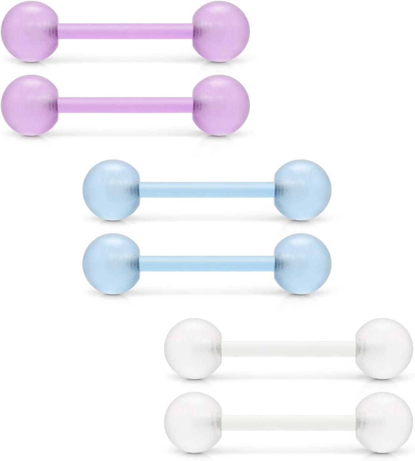 Ftovosyo 14G 16mm Glow in Dark Flexible Acrylic Straight Tongue Nipple Ring Retainer Body Piercing Jewelry for Women Men 6-36PCS