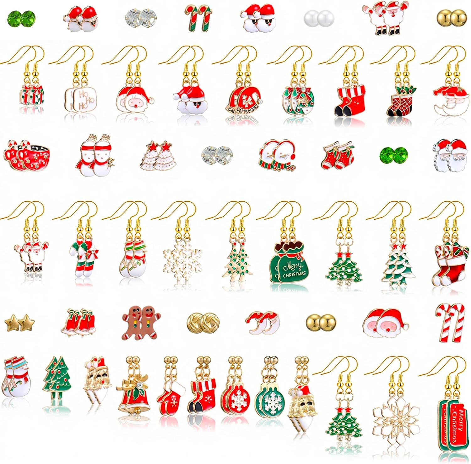 54 Pairs Christmas Earrings for Women Xmas Drop Earrings Set Holiday Jewelry Earrings Christmas Tree Snowflake Santa Claus Earrings Merry Christmas Earrings Gift for Xmas Party Decorations - 我的商店我的商店我的商店