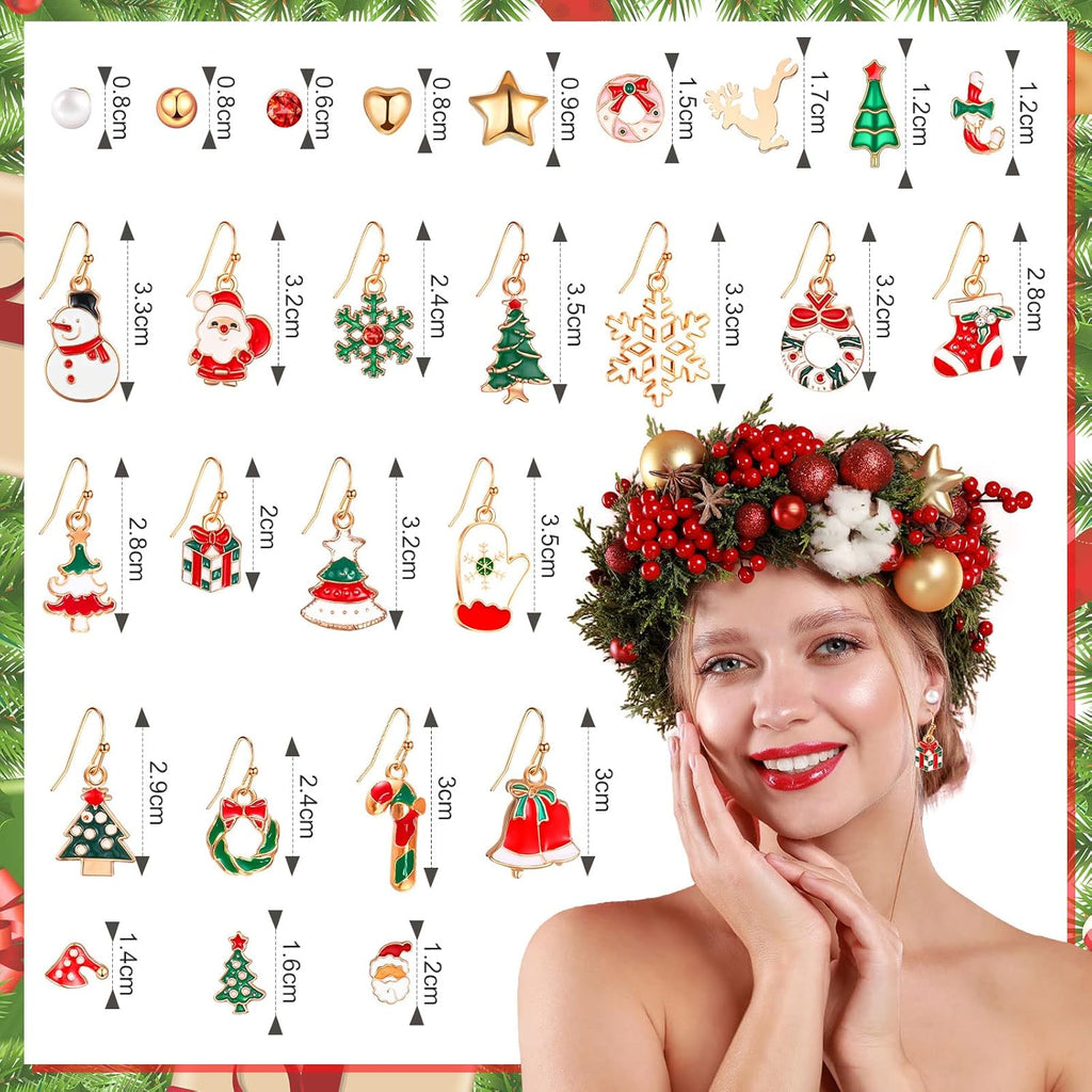 54 Pairs Christmas Earrings for Women Xmas Drop Earrings Set Holiday Jewelry Earrings Christmas Tree Snowflake Santa Claus Earrings Merry Christmas Earrings Gift for Xmas Party Decorations - 我的商店我的商店我的商店