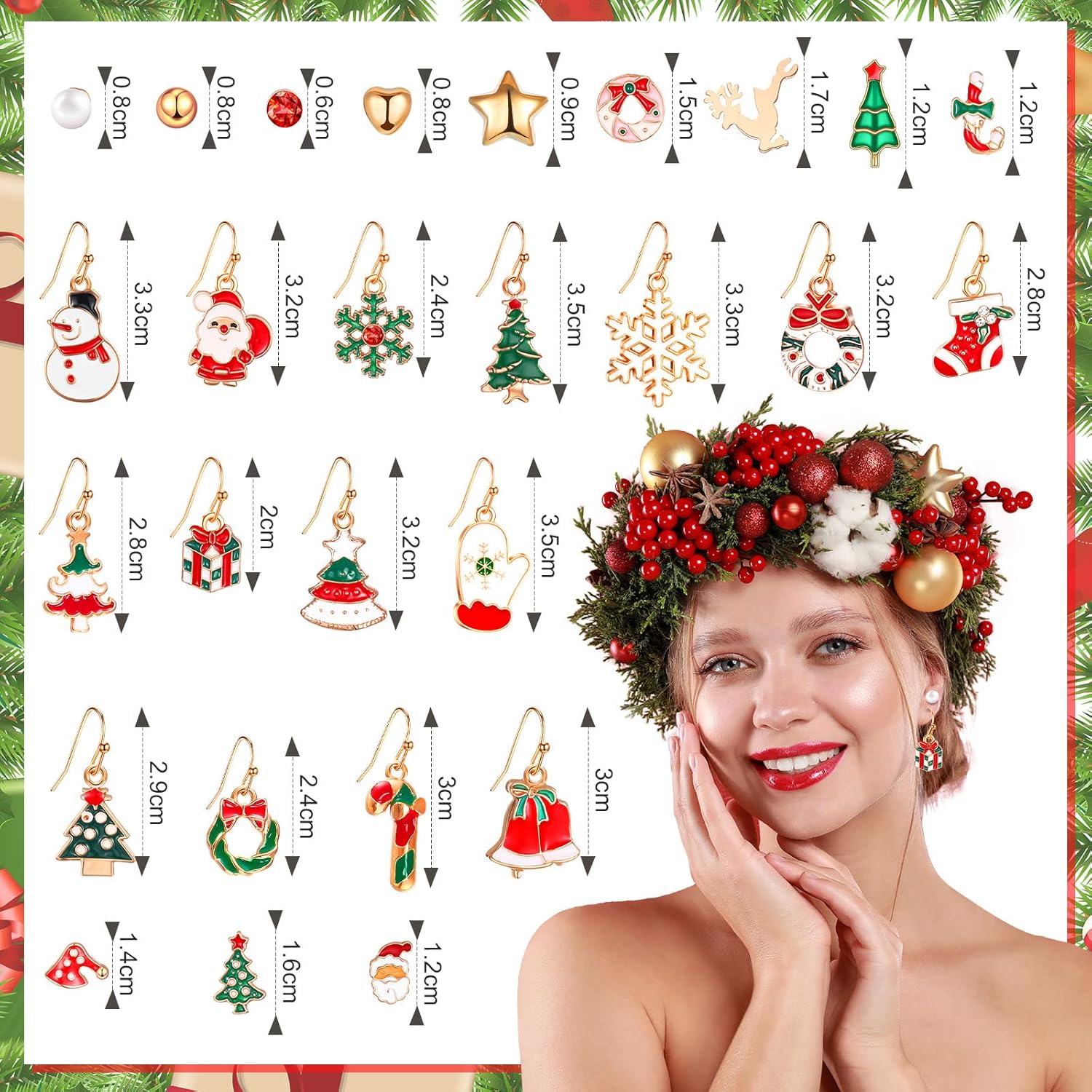 54 Pairs Christmas Earrings for Women Xmas Drop Earrings Set Holiday Jewelry Earrings Christmas Tree Snowflake Santa Claus Earrings Merry Christmas Earrings Gift for Xmas Party Decorations - 我的商店我的商店我的商店